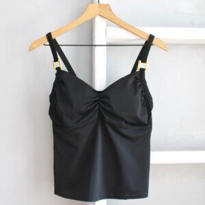 Lands' End Women's Black Tankini Swim Bikini Top w/ Gold Metal Accents Size 8